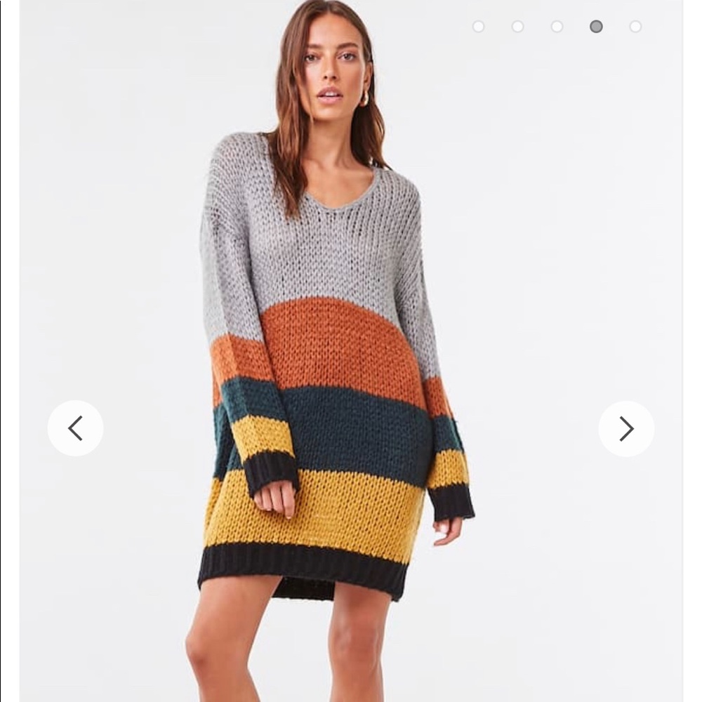 Striped Color Block Sweater Dress